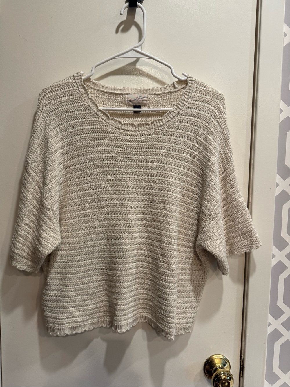 Universal Thread Cream Knit Short-Sleeve Scoop Neck Sweater